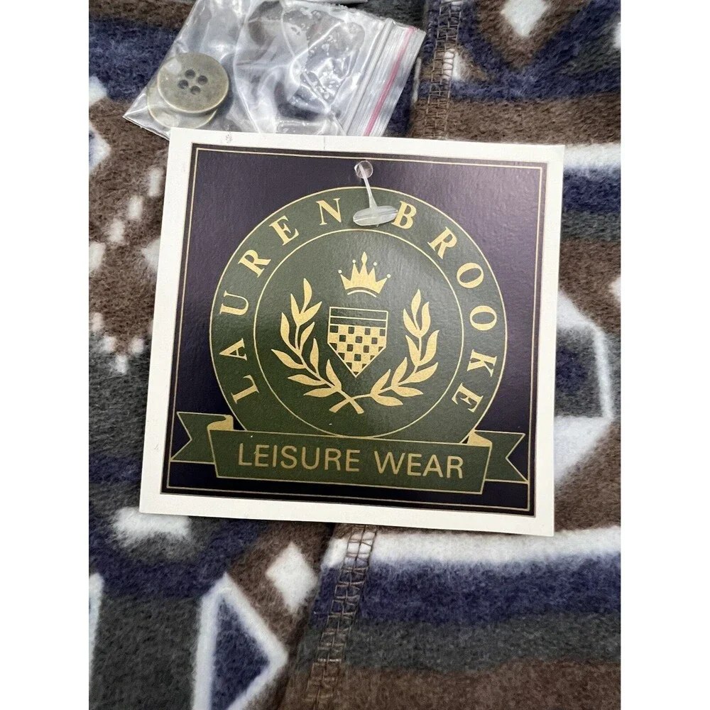 Vtg Lauren Brooke Leisure Wear Fleece Vest Women's M‎ Southwestern Aztec Print